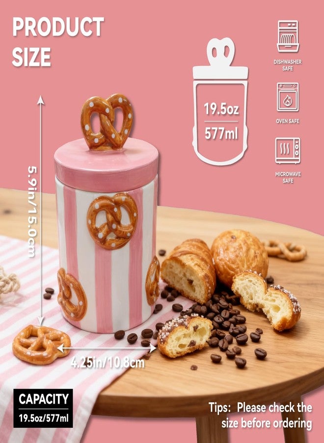 DIF DECO Christmas Cookie Jars with Lid Airtight, 19.5 OZ Xmas Food Storage Containers, Hand Painted Pretzel Kitchen Canisters for Countertop, Home Decor for Coffee, Sugar, Tea, Flour（577ml） - Image 2